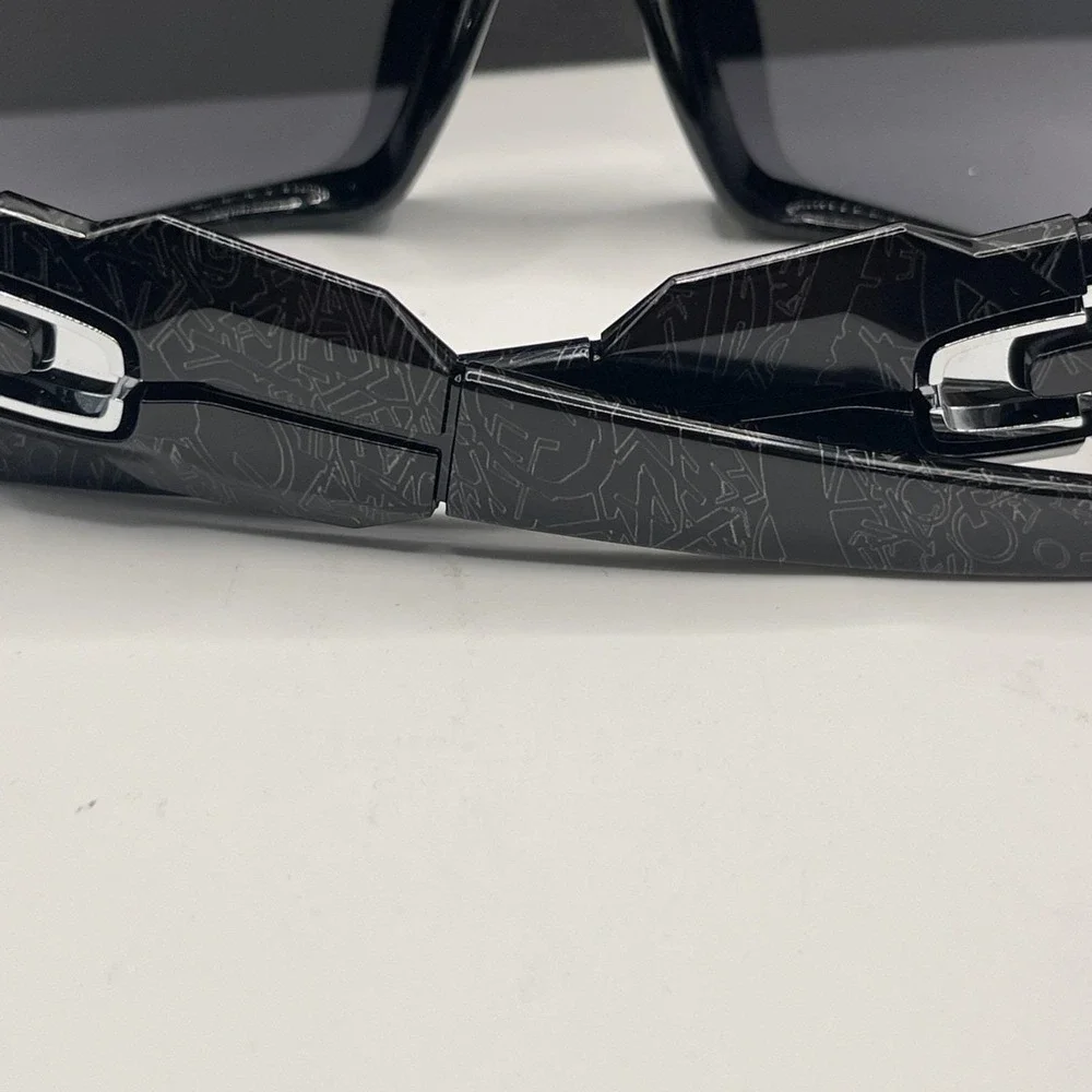 OAKLEY Oil Rig Sunglasses Black Silver Ghost Black Iridium RARE 24-058